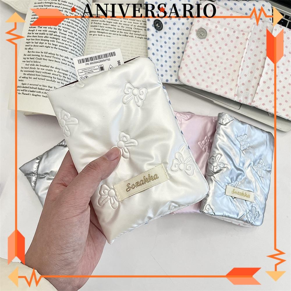 ANIVERSARIO Travel Ticket Card Holder, Y2k Multifunctional Passport Clip, Cute PU Bownot Ticket Clam