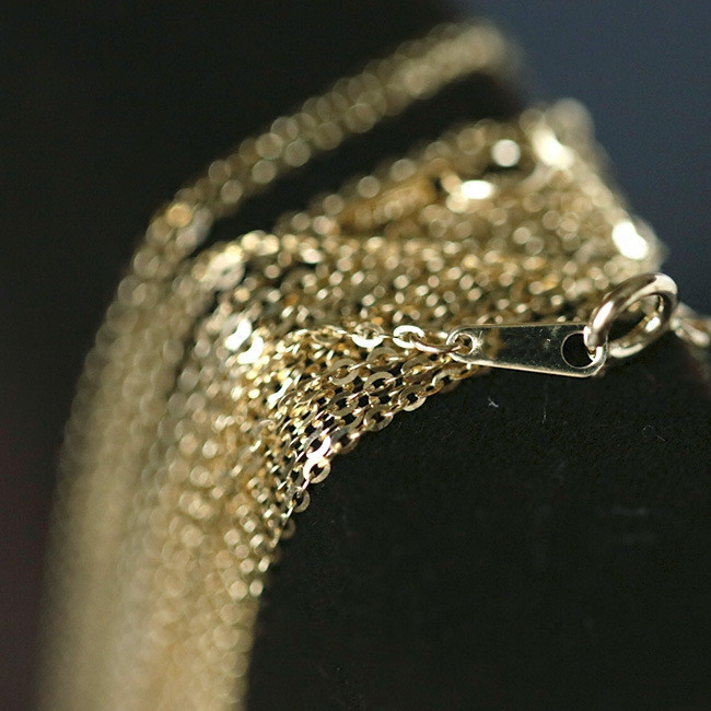 S925 เงินสเตอร์ลิง 14K Gold สร้อยคอ All-Match Bare Chain Electroplating ทองแท้เงาบาง Simple Clavicle