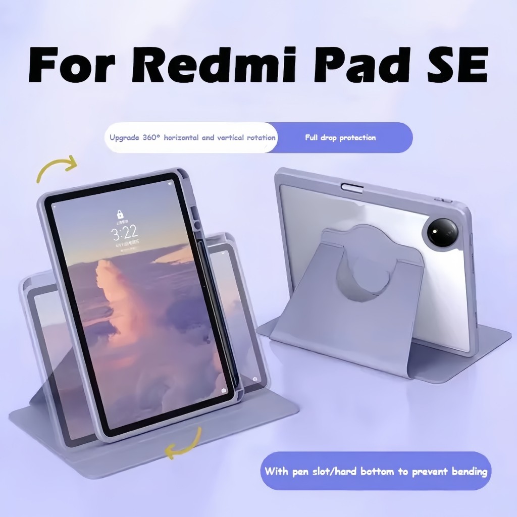 เคสหมุนได้360°สำหรับไอแพด For Redmi Pad2/SE11/12.1/Pad 8.7 Xiaomi 7/7Pro/8/8Pro พร้อมถาดใส่ปากกา