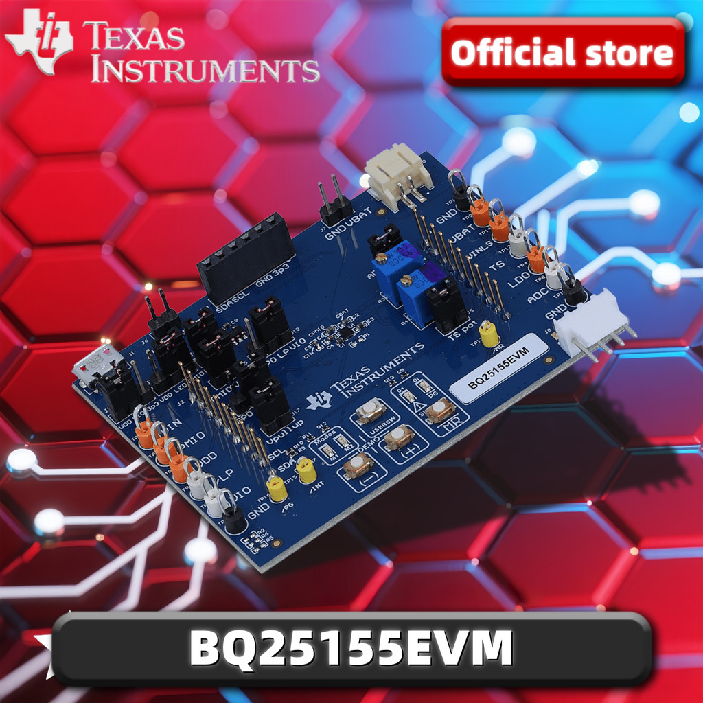 TI Official BQ25155EVM BQ25155 โมดูลประเมินสําหรับ 500-mA, 1 เซลล์, ที่ชาร์จเชิงเส้นพร้อมเส้นทาง 10-