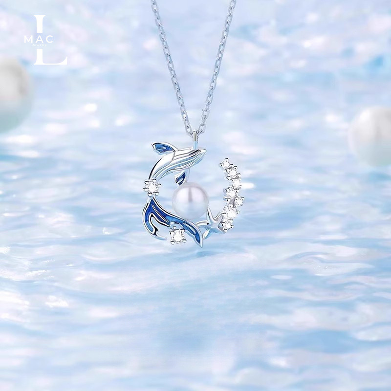 LMAC ✨52 Hz✨S925 เงินแท้ สร้อยคอ ปลาวาฬ มุกแท้ สวย มีเสน่ห์ ของขวัญ