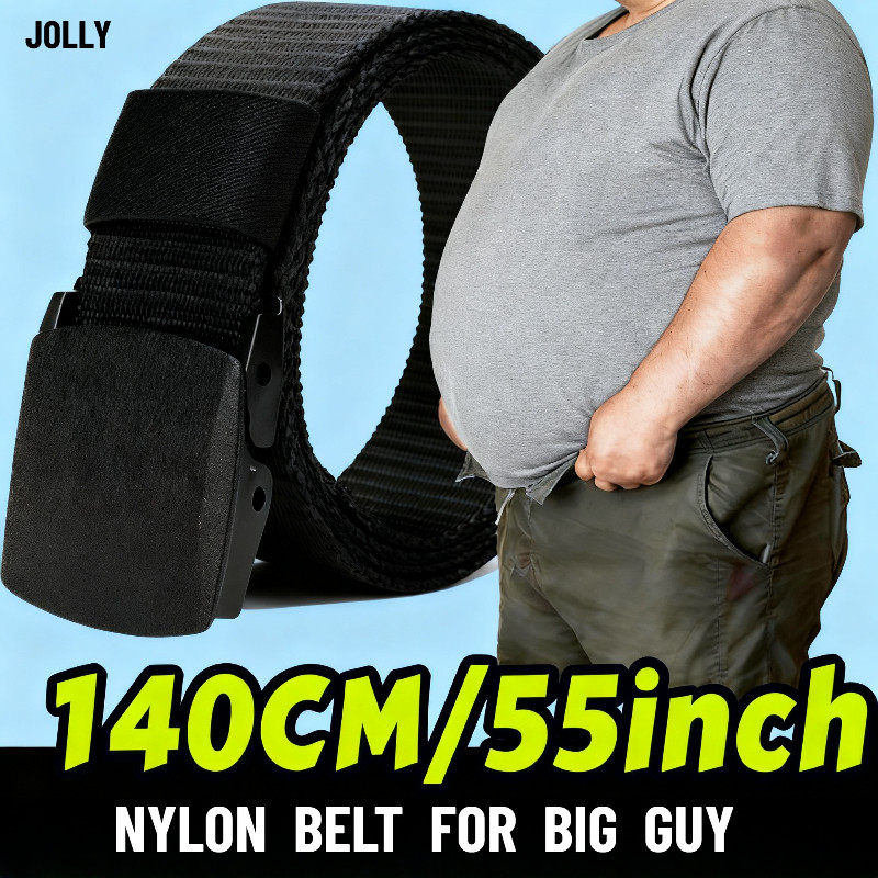 【ขนาดใหญ่】เข็มขัดไนลอนแบบทหารปรับได้ขนาด 140 ซม./55 นิ้ว เข็มขัดเดินทางกลางแจ้งสำหรับผู้ชายพร้อมหัวเข็มขัดพลาสติก