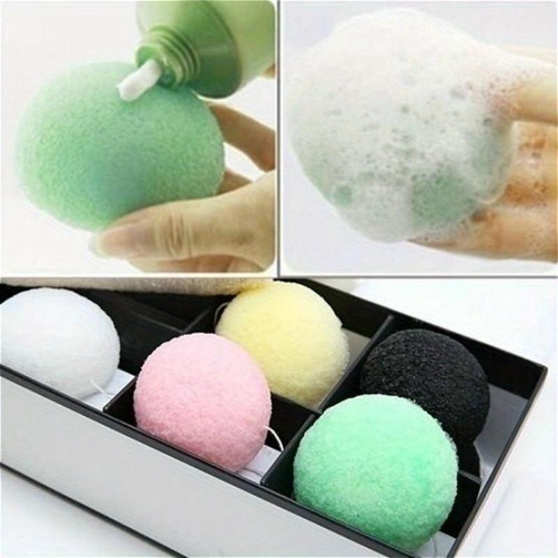 2 สีธรรมชาติใบหน้า Exfoliator Konjac Cleaning Ball Face Cleaning ฟองน้ําพัฟ