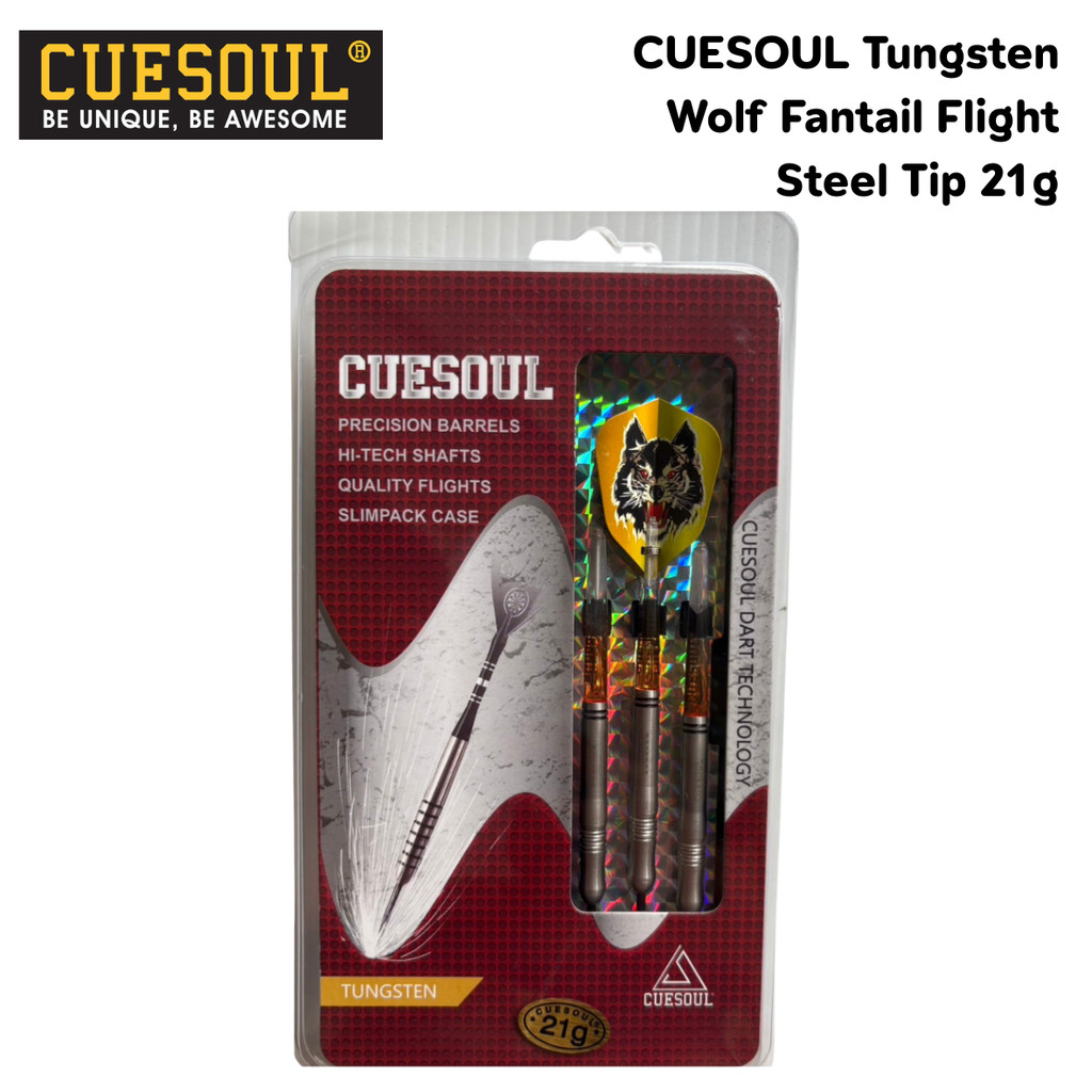 ลูกดอกปาเป้า Cuesoul Tungsten Wolf Fantail Flight 85%Tungsten Steel Darts 21g