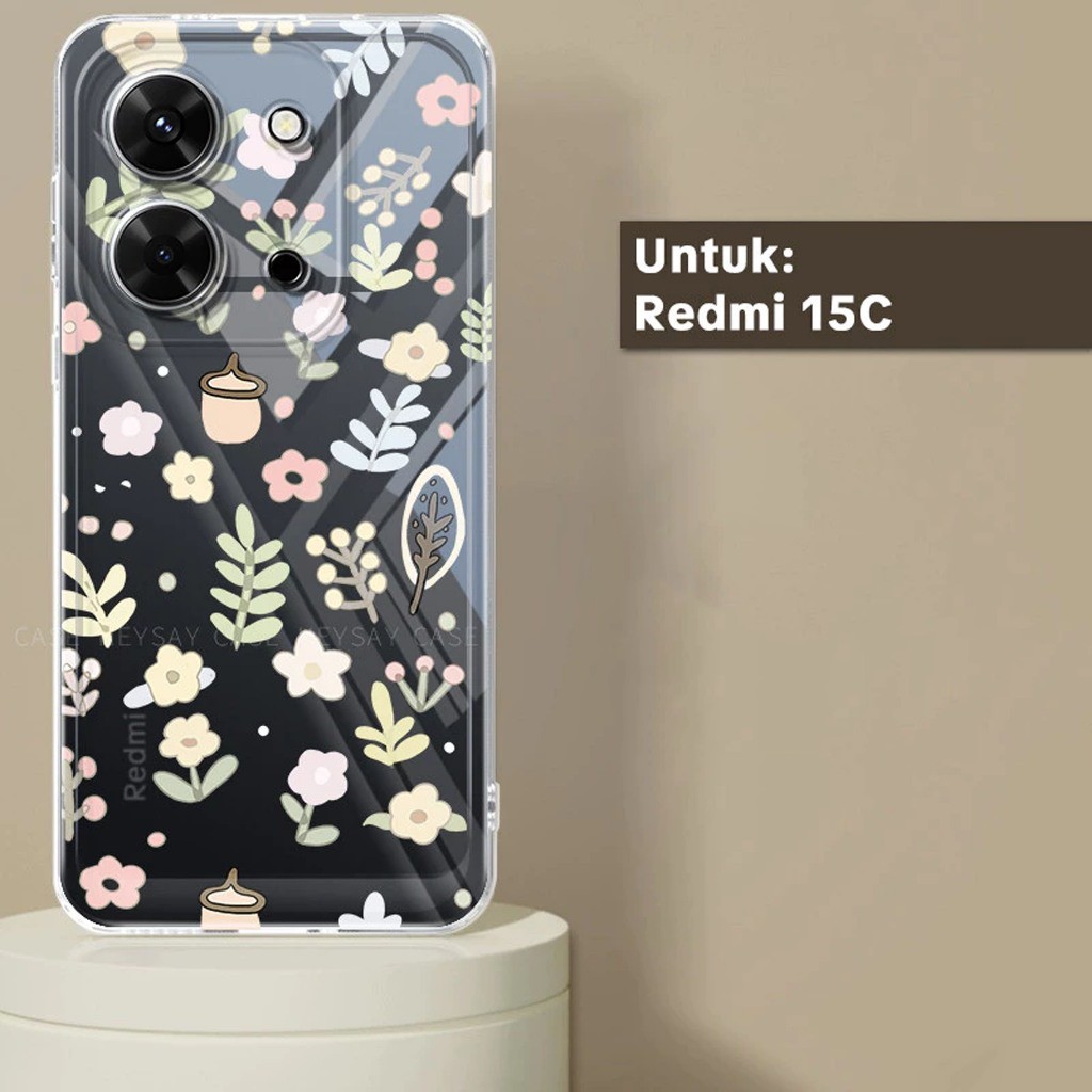 พรีเมี่ยม GLOSSY CLEARCASE COMPATIBLE SOFTCASE CASING สําหรับ REDMI 15C และ POCO C85 4G / 5G MOTIF P