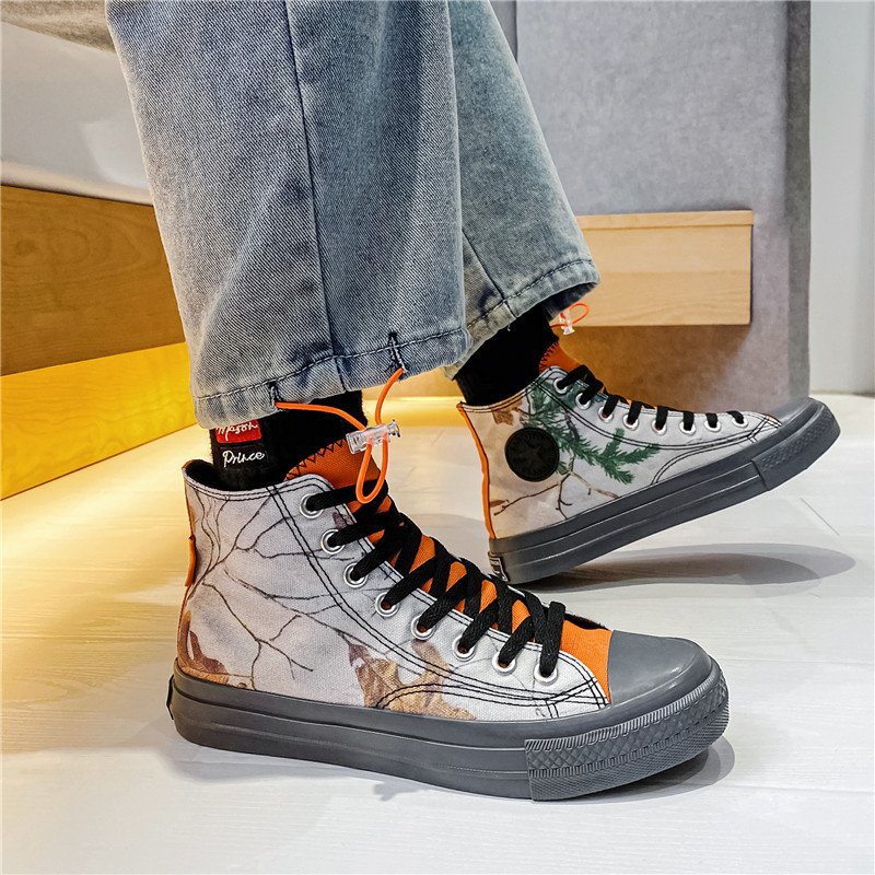 2023 ฤดูร้อนร่วมแบรนด์ STAR Converse ผู้ชายผู้หญิงรองเท้า Fallen Leaf รองเท้าผ้าใบคุณภาพสูง Graffiti