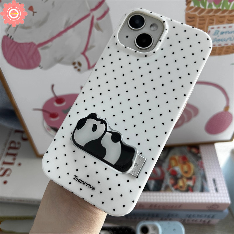 สําหรับ Infinix Hot 60i 30i 40i 30 40 50 50i 11 9 10 เล่นสมาร์ท 10 9 8 5 7 6 Plus Tecno Spark GO 1S 20C 10 20 Pro หมายเหตุ 30 Pro แฟชั่นตาราง Dot DIY Cat Panda Bracket Case - รูปที่ 4