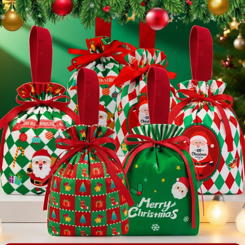 ตกแต่งบ้าน ให้น่าอยู่ 1-4ชิ้นกํามะหยี่ เชือกรูด ถุงของขวัญสําหรับคริสต์มาส-ปิดสิริที่ปลอดภัยด้วยวัสดุนุ่มออกแบบขนาดกะทัดรัดสําหรับงานปาร์ตี้และตกแต่งบ้านใช ราคาถูก