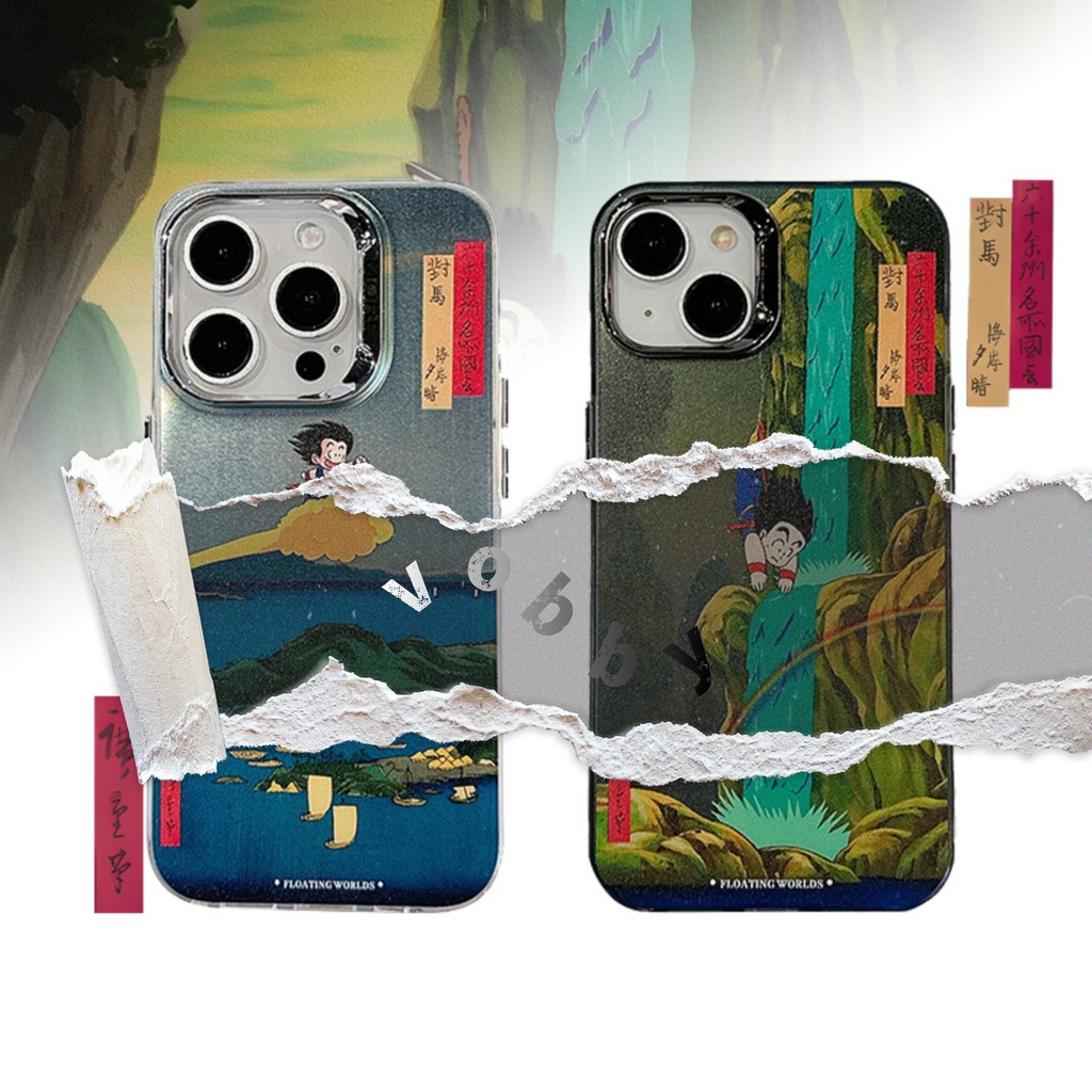 เปลือกแข็ง ‌Ukiyoe Dragon Ball Label Electroplate เคสโทรศัพท์เหมาะสําหรับ IPhone17 17air 17P 16 16P 16PM 16Plus 15 15Pro 15PM 14 14P 13 13P 13PM 12 12PM 11 11P 11P 11P 11P 11PM X XR 7Plus
