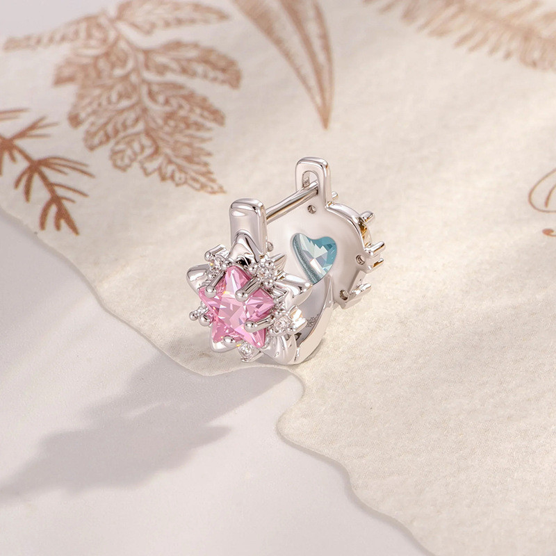 ต่างหูฝังหัวใจ Star Zircon AB สไตล์คลาสสิก สวมใส่ง่ายสำหรับทุกโอกาส ราคา ถูกที่สุด ดีลบีเคเค แกลเลอรีภาพที่ 7