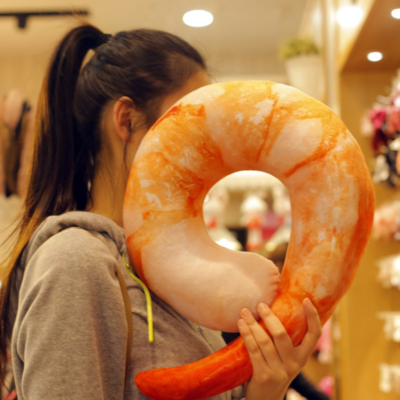 จําลองกุ้งของเล่นหมอนเดินทางการ์ตูนผลไม้อนุภาคพริกไทยยู-รูปคอหมอนโกหกหมอนงีบ LS2ย