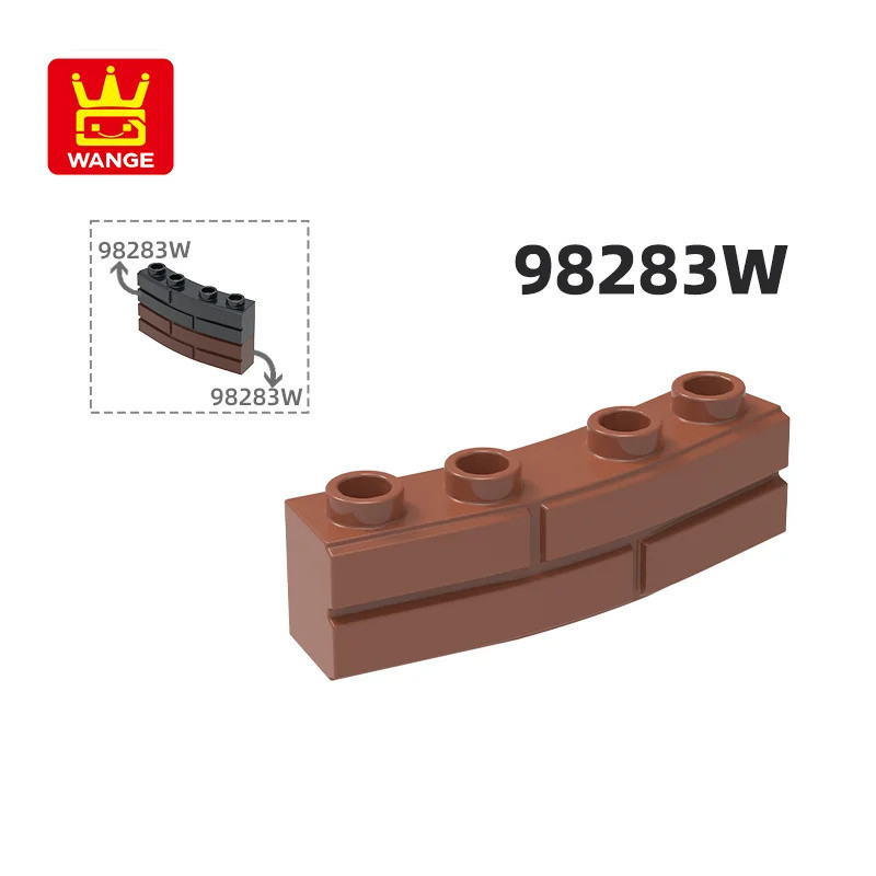 Wange 100g 63 ชิ้น/ล็อต 98283w Arc-รูป 1x4 Masonry Wall Brick Building Blocks ใช้งานร่วมกับอุปกรณ์เส