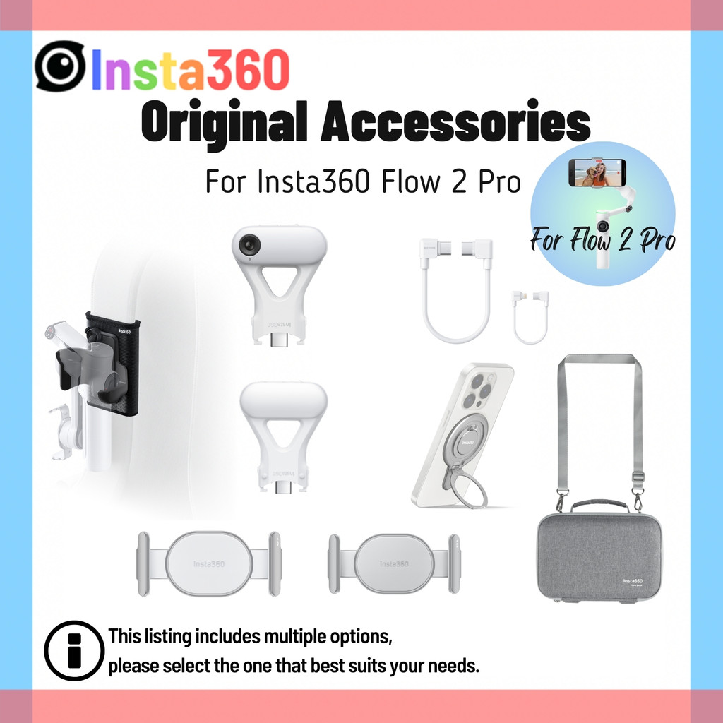 Insta360 Flow 2 Pro อุปกรณ์เสริมคอลเลกชันแม่เหล็กโทรศัพท์ Clamp Mount AI Tracker กระเป๋าเป้สะพายหลังคลิป Spotlight พกพาสาย USB C