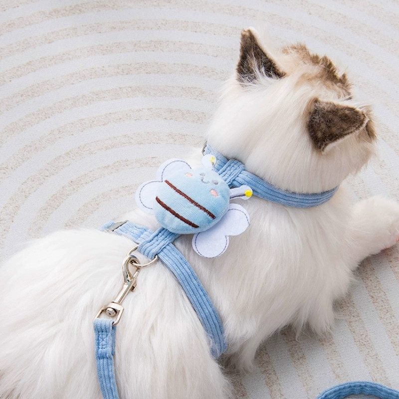 น่ารักผึ้งปรับสัตว์เลี้ยงแมวสุนัขสายรัดและชุดสายจูง