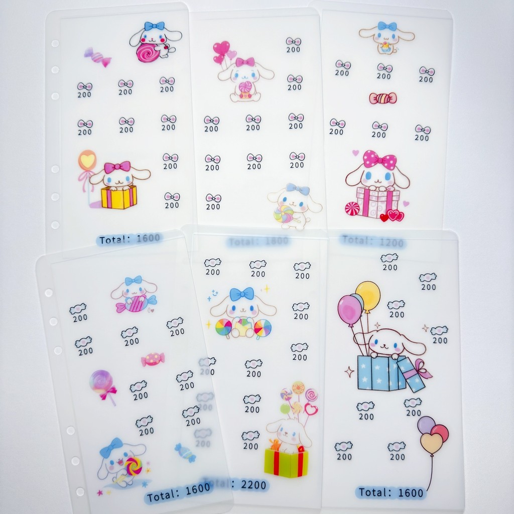 Original a6 Money Bag Cash Storage Loose-leaf Money Saving Fun Coloring Sanrio Cinnamon Dog Coin Pur