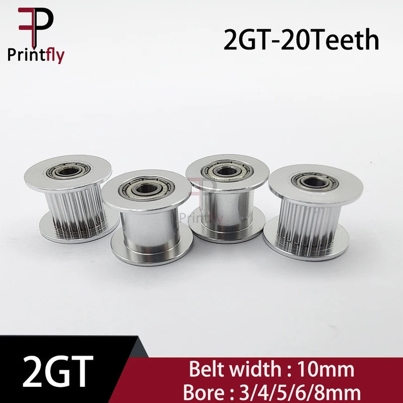 Printfly 3D ชิ้นส่วนเครื่องพิมพ์ 2GT 20ฟัน Synchronus ล้อ Idler Pulley GT2 Timing Pulley Bore 3/4/5/