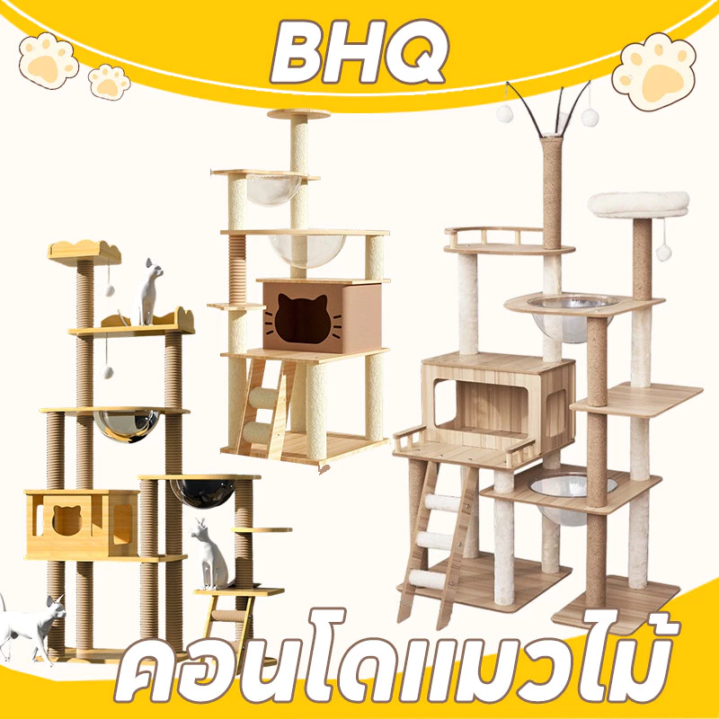 BHQ คอนโดแมวหลังใหญ่หลายดีไซน์ ไม้สวยไร้เหลี่ยมคม คอนโดไม้ ที่นอนแมว คอนโดแมวไม้ มินิมอล