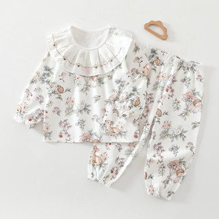 ชุดพักผ่อนเด็กแขนยาว ประกอบด้วยสองชิ้น ทำจากผ้าฝ้ายธรรมชาติ …