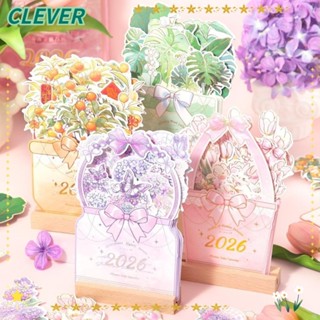 CLEVER Bloomy Flower ปฏิทินตั้งโต๊ะไม้, รายเดือนวางแผนแบบพกพ…