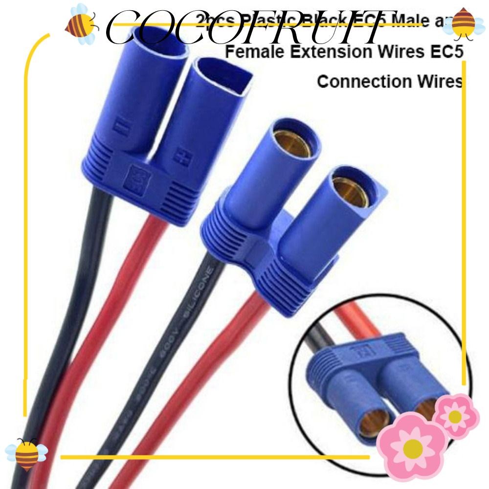COCOFRUIT 2 ชิ้น EC5 สายเชื่อมต่อ, สีดํา 6 รูปแบบ, EC5 เทอร์มินัลพลาสติกชายและหญิง EC5