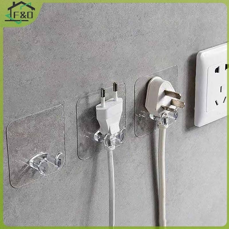 F&O 10 ชิ้น Wall Storage Hook Punch-ฟรีปลั๊กไฟผู้ถือซ็อกเก็ตห้องครัว Stealth Hook Wall กาวแขวนห้องน้