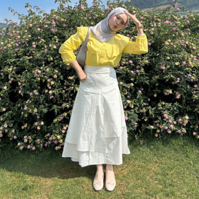 BRIGIXSHOP POPLIN SKIRT / LAYER SKIRT / กระโปรงเกาหลี / LAYER / กระโปรง LINEN