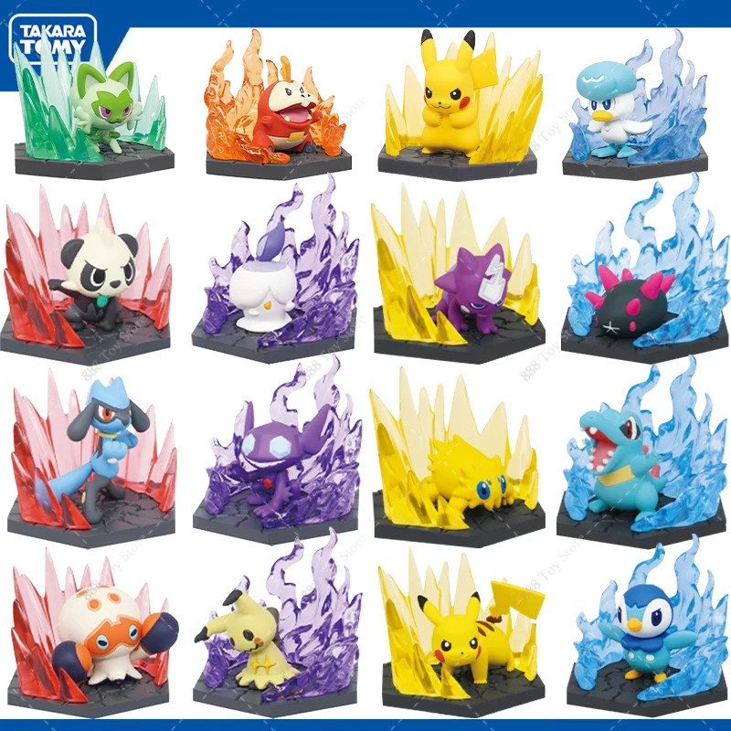 รูปโปเกมอนของแท้ Pikachu Joltik Mimikyu Fuecoco Fire & Grass Water & Electricภูมิภาค Series Skill Sp