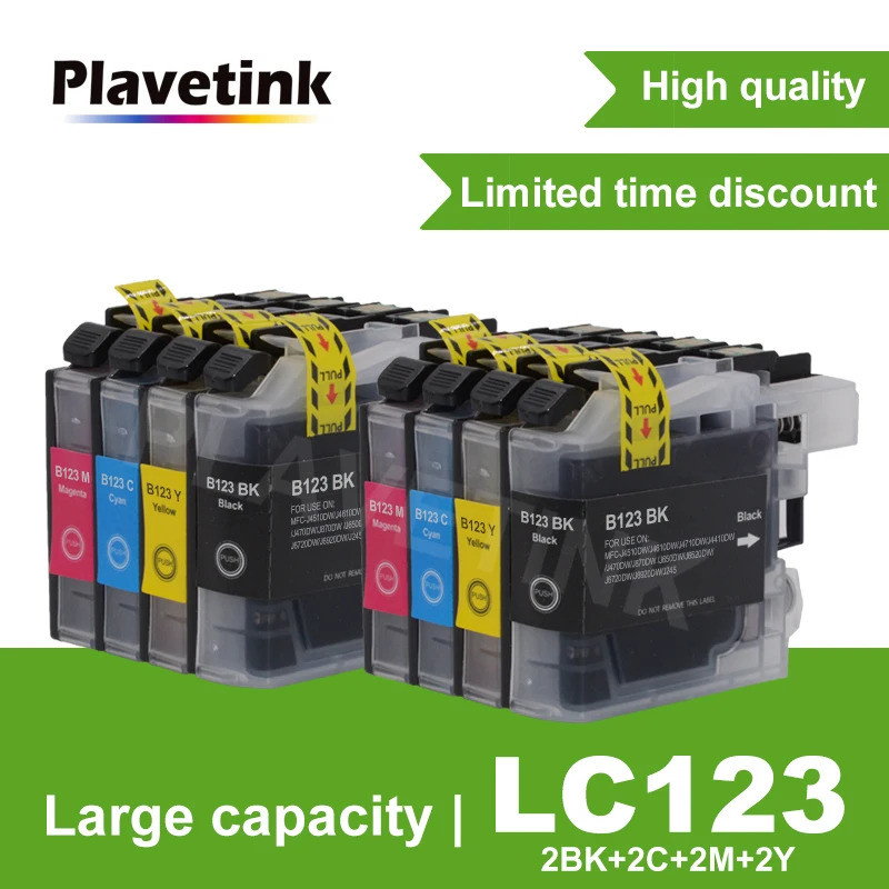 Plavetink LC-123 LC123 ใช้งานร่วมกับ Brother ตลับหมึก LC 123 B-123 สําหรับ MFC-J4510DW 4610 650 6920