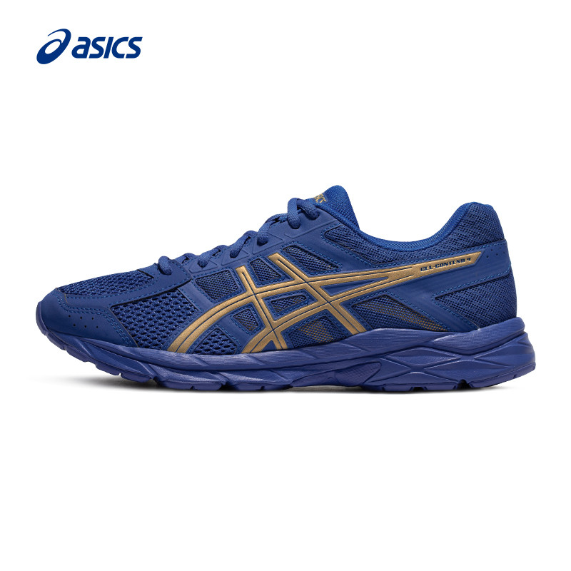 ASICS ASICS รองเท้าวิ่งผู้ชาย GEL-CONTEND 4 รองเท้าผ้าใบตาข่ายสีน้ําเงินกันกระแทก T8D4Q-401
