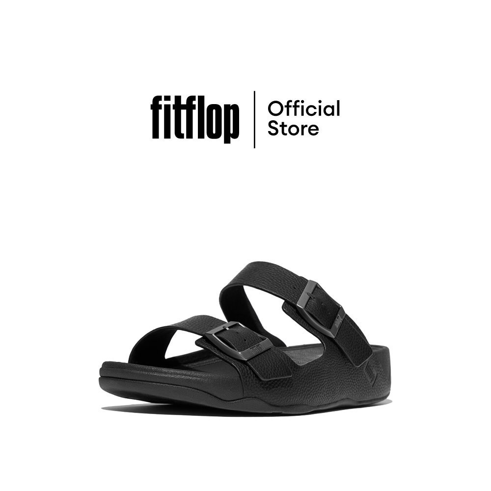 FITFLOP GOGH MOC BUCKLE TUMBLED SLIDES รองเท้าแตะผู้ชาย รุ่น JA2-090 สี BLACK