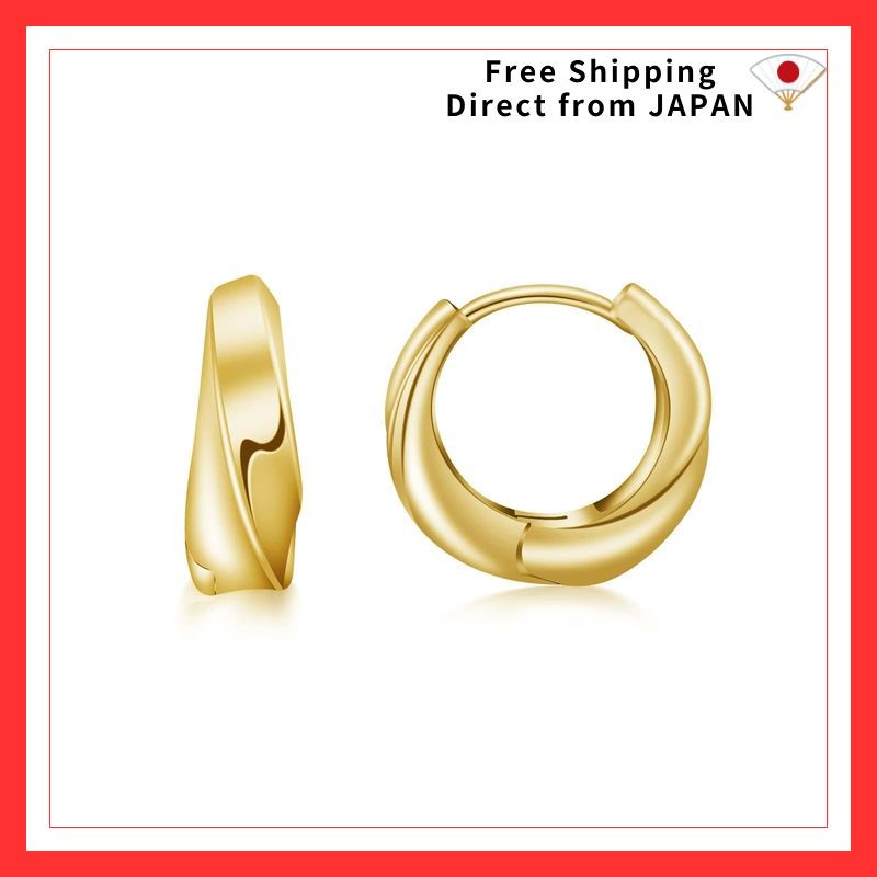 FH.bird 18K Gold Hoop Earrings Streamlined Design 18G 20G Hypoallergenic Lightweight Simple Daily Of