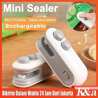 2 IN 1 Snack Sealer / Pengemas Makanan Press Kemasan Plastik Snack Elektrik USB Rechargeable / Mini Hand Sealer / Portable Sealer