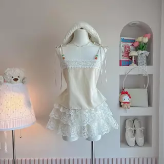 Creamy look เสื้อดีเทลน่ารักโทนสีครีม แมทกางเกง (มีขายแยก)