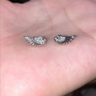 ต่างหูรูปปีกขนนก ดีไซน์ไม่ซ้ำใคร ต่างหูเจาะหู พร้อมส่ง