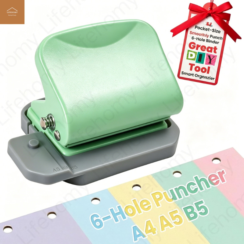 เครื่องเจาะกระดาษ 6 หลุมสําหรับเข้าเล่ม DIY เข้ากันได้กับ A4(30H) A5(20H) B5(26H) Planner & สมุดภาพ
