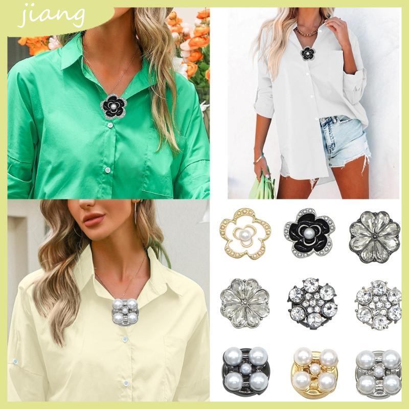 Rhinestones Flower Shirt Button Cover Cufflink Cover Shirt Decorative Button Clip