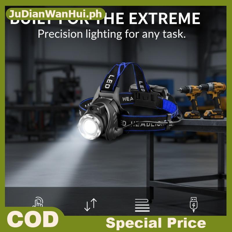 JuDianWanHuile LED ไฟหน้าแบบเหนี่ยวนําแสงอันทรงพลังสําหรับการผจญภัยตั้งแคมป์กลางแจ้ง PH