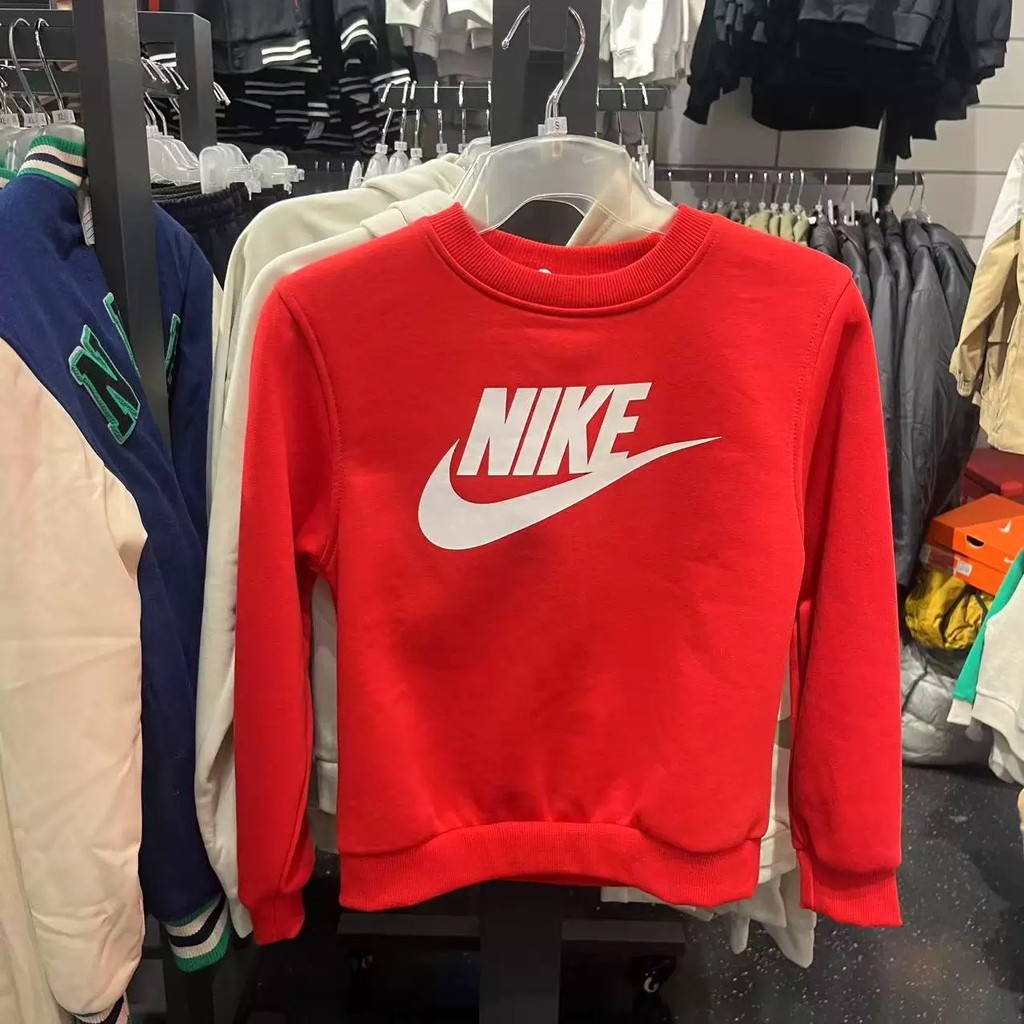 Wenwen ของแท้ Nike Nike ผู้ชายผู้หญิงขนาดกลางขนาดใหญ่เด็กฤดูใบไม้ร่วงฤดูหนาวขนแกะเสื้อกันหนาวกีฬาที่