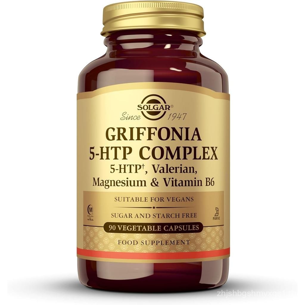 Solgar Griffonia 5-HTP Complex และ Mood Support with Valerian Root, และวิตามิน B6, Vegan & Gluten Fr