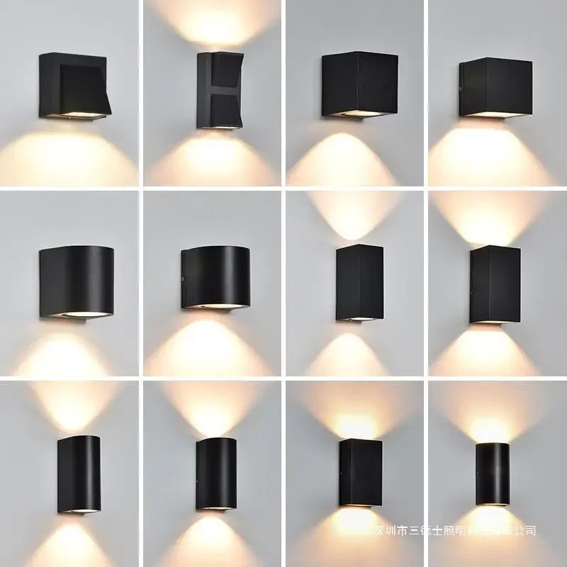 TRAZOS รอบสแควร์โมเดิร์นไฟสวน Porch Ip65 กันน้ํา Up Down แสงกลางแจ้ง Led โคมไฟห้องนอน Wall Decor