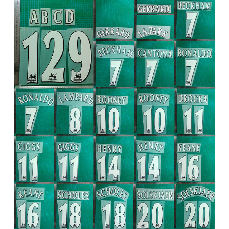 96-07 Premier League White Collection ผู้ใหญ่ฟุตบอลแพทช์เสื้อถ่ายโอนความร้อน (PVC/PET/PU)DTF