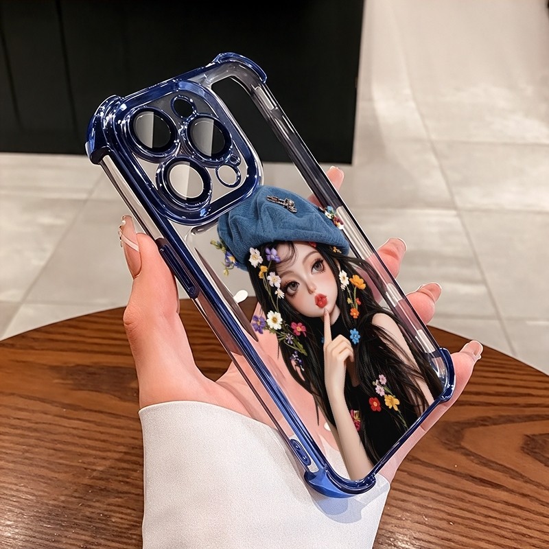 ชัดเจน เคส สำหรับ OPPO Reno 16F 16 15 15F 14F 13F 12F 11F 14 12 13 11 F 10 8 Pro 7 หรูหราพรีเมี่ยมน่ารักสาวโปร่งใสชุบกันกระแทกกรณีโทรศัพท์อ่อน