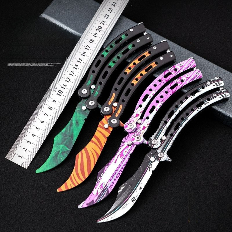 CSGO PERIPHERAL Butterfly Knife พับเหล็กทั้งหมดเหมาะสำหรับการฝึกมือใหม่ รุ่นฝึกปลอดภัย
