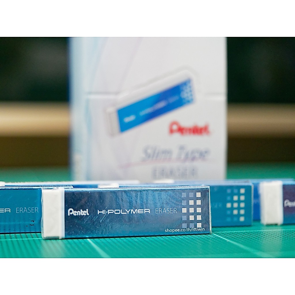 ยางลบเพนเทล Pentel Hi-Polymer Slim Non-PVC eraser รุ่น EZEE02 (1ก้อน)