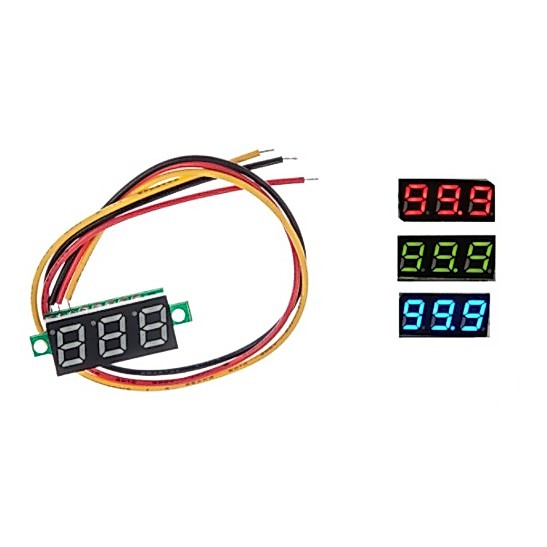 ตัววัดโวลท์ มิเตอร์วัดโวลท์ LED 0-100V สามสายปรับโวลต์ค่่าจริงได้