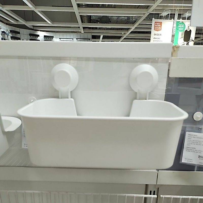 ikea,แท้,ตะกร้าแบบดูดติดผนังอิเกีย,อีเกีย, ikea,ที่แขวนฝักบัว,ที่ใส่แปรงสีฟัน, tisken,ทิสเก็น
