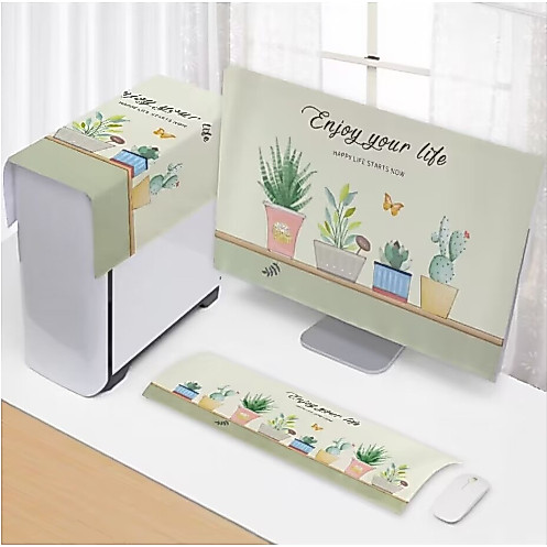 【Life-365】3 In 1 ผ้าคลุมแป้นพิมพ์ หน้าจอ LCD กันฝุ่น สําหรับคอมพิวเตอร์ตั้งโต๊ะ