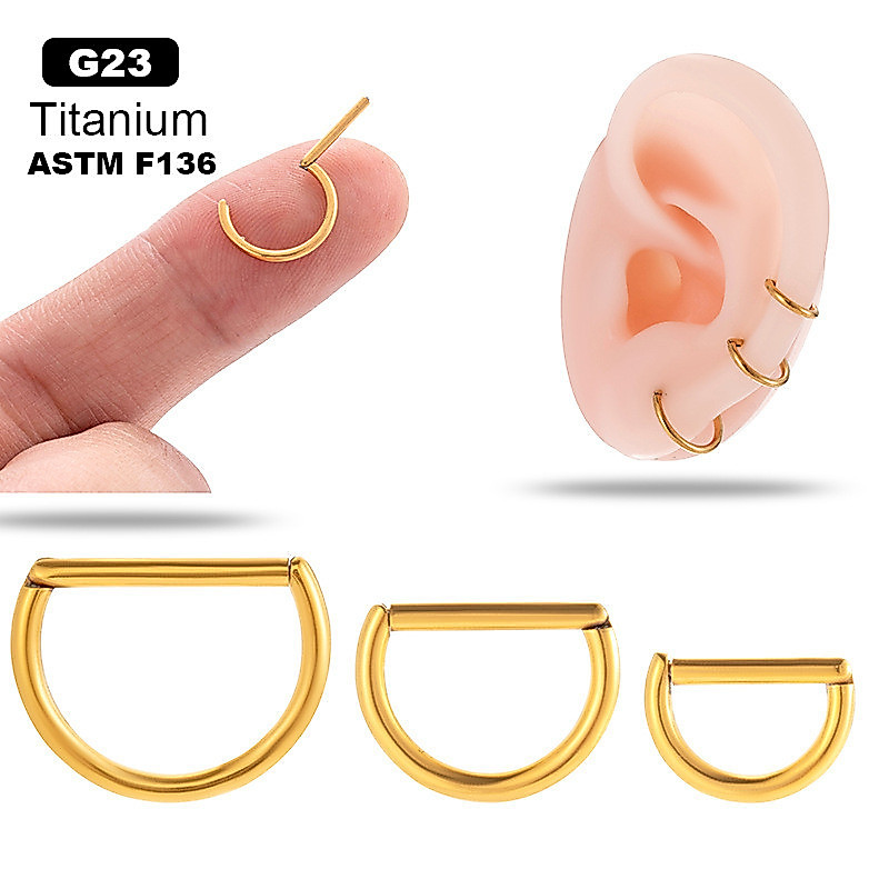 G23 ต่างหูไทเทเนียม ทรงกลม สีทอง สีเงิน 16 เกจ 1 ชิ้น