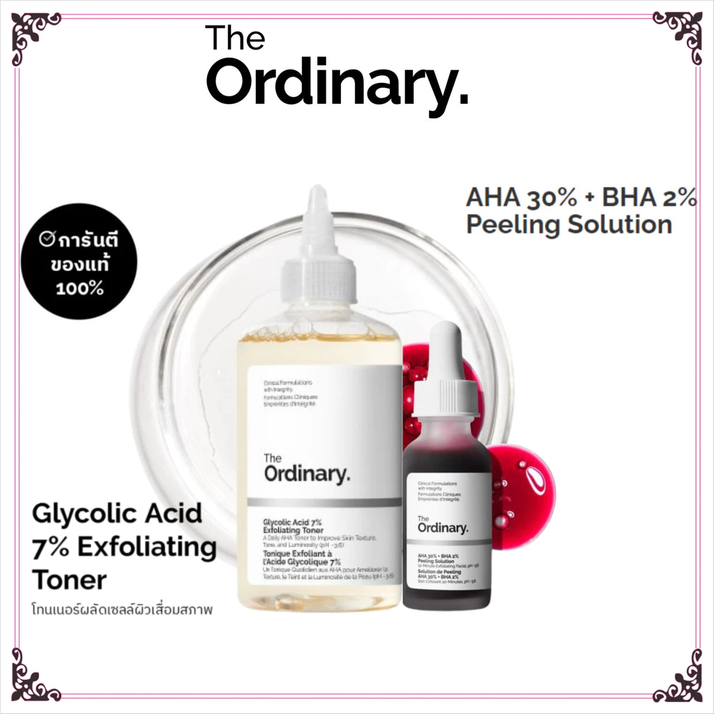 the Ordinary Glycolic Acid 7% Exfoliating Toner 240ml + AHA 30% + BHA 2% Peeling Solution 30ml