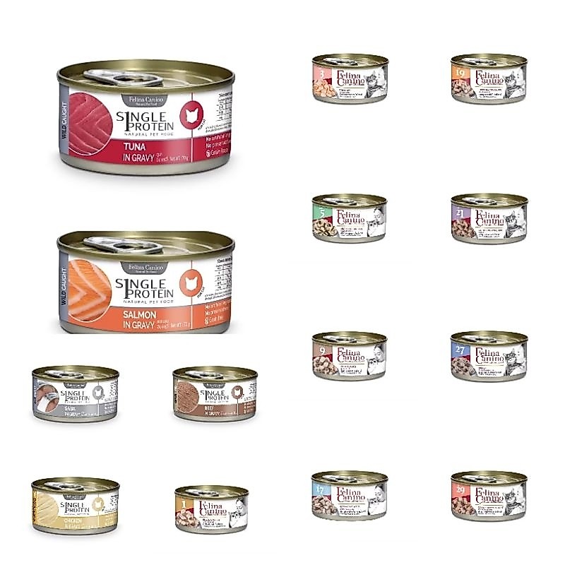 [ยกลัง12กป แมว] FELINA Canino Single Protein เฟลิน่า อาหารเปียกแมวแบบกระป๋อง 70กรัม 12กระป๋อง